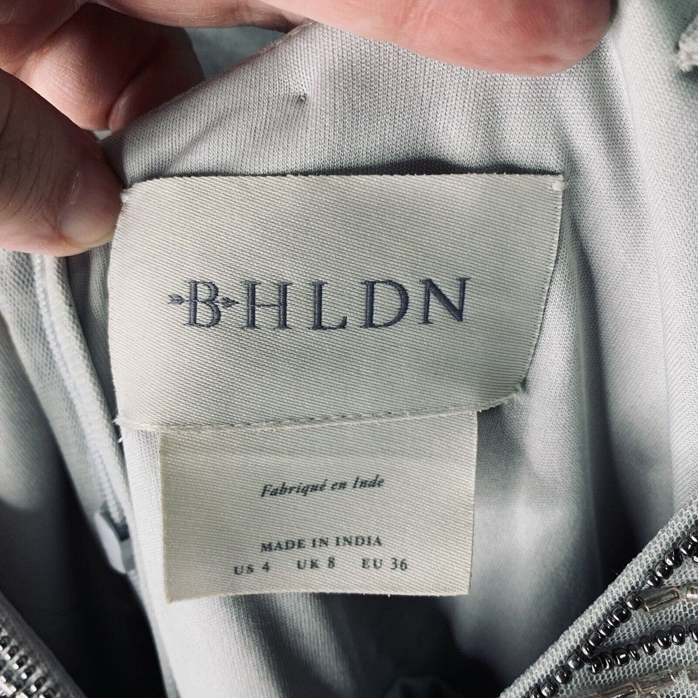 Anthropologie x BHLDN Vilette Dress Womens Size 4 Fog Gray $245 - Picture 11 of 16